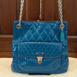 Coach Authentic Poppy Patent Leather Liquid Slim Gloss Tote